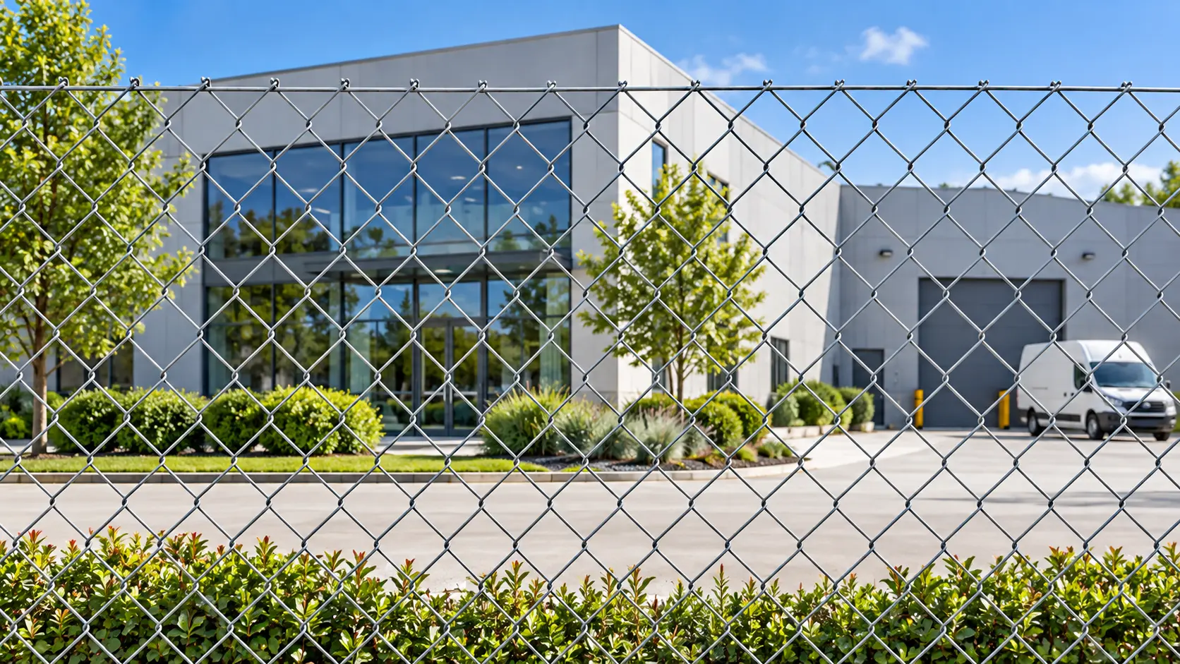 Close-up of Simplex / Simplexfort galvanised chain-link fencing